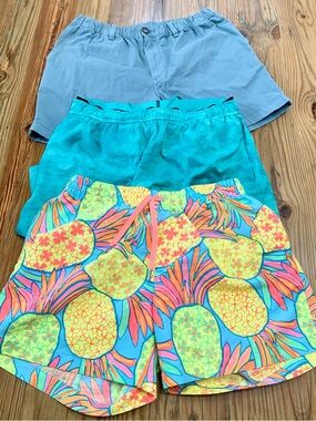 Chubbies Mens Shorts Lot 3 Size M Medium 5.5" Inseam Blue Shark Pineapple EUC